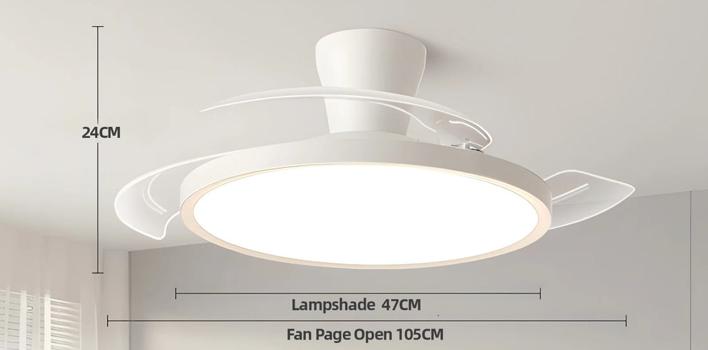Smart Ceiling Fan with LED Light — App & Remote Control, 42 Inch, Dimmable, Invisible Blades