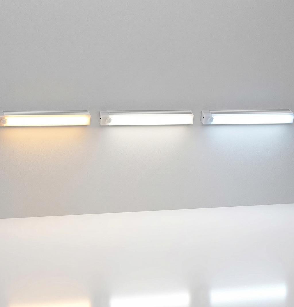 Motion Sensor Under Cabinet Light — USB Rechargeable, No Wiring, 3 Colour Modes