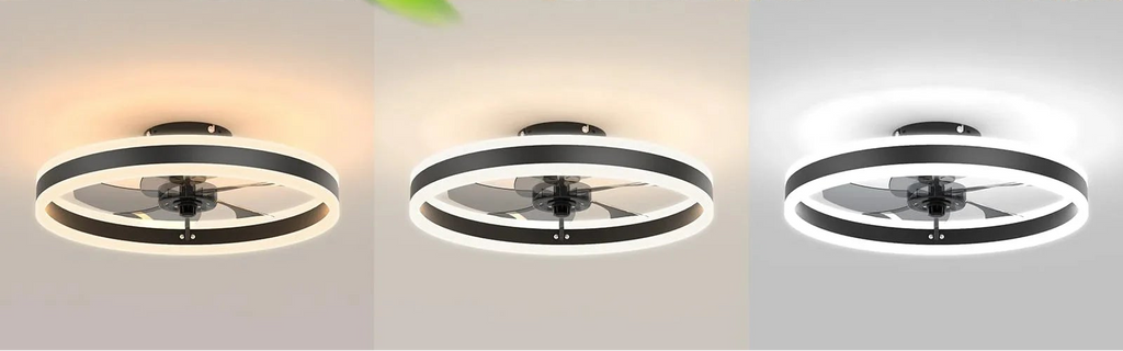 Modern Halo Ceiling Fan with LED Light — Silent, Dimmable, Remote Control, Summer & Winter Mode