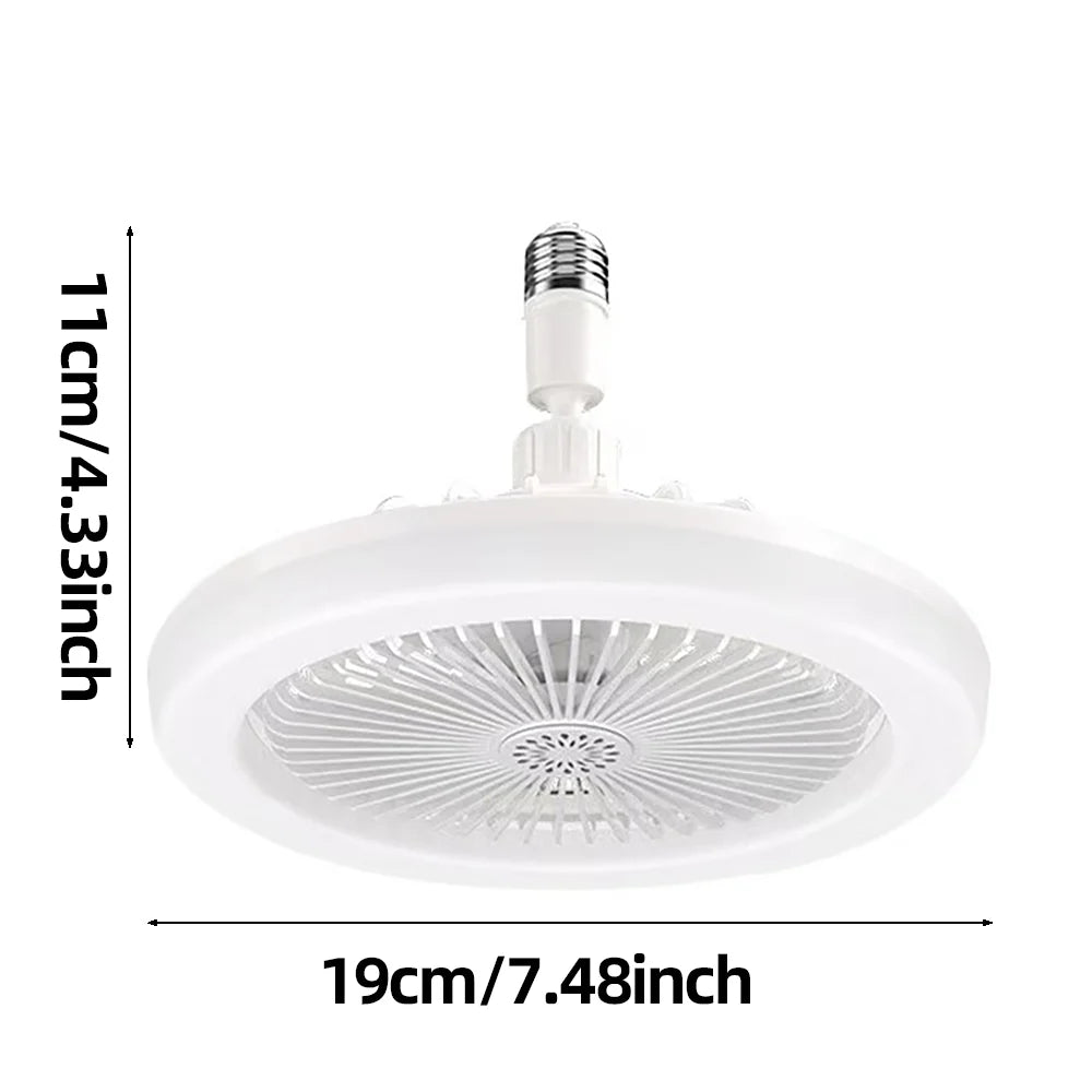 Rotatable Ceiling Fan with Light & Remote Control — E27 Screw In, No Wiring Required