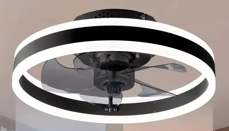Modern Halo Ceiling Fan with LED Light — Silent, Dimmable, Remote Control, Summer & Winter Mode