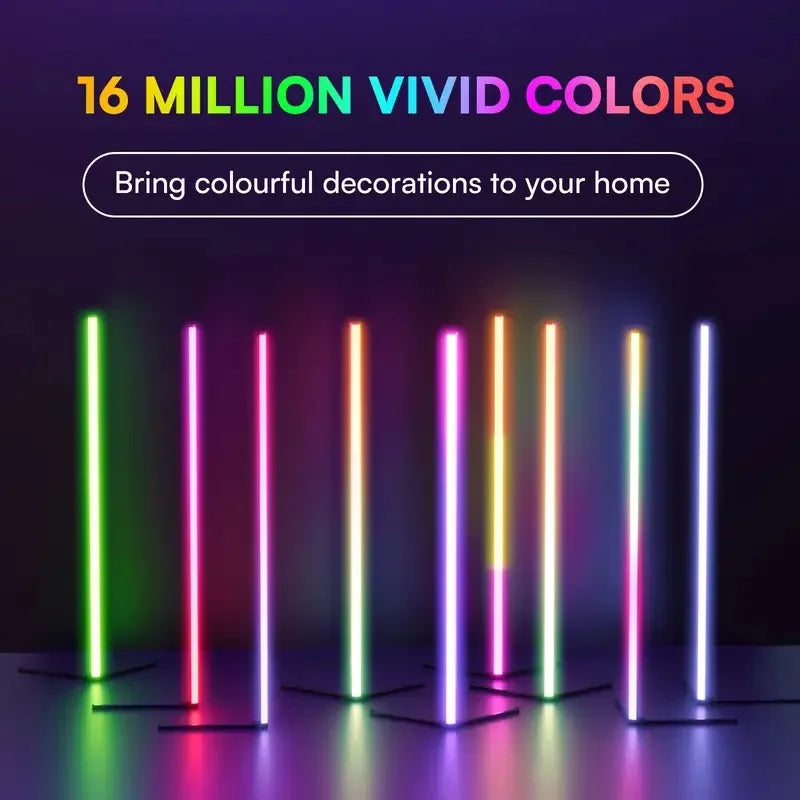 Smart RGB Corner Floor Lamp — 16 Million Colours, Music Sync, App & Remote Control, 150cm
