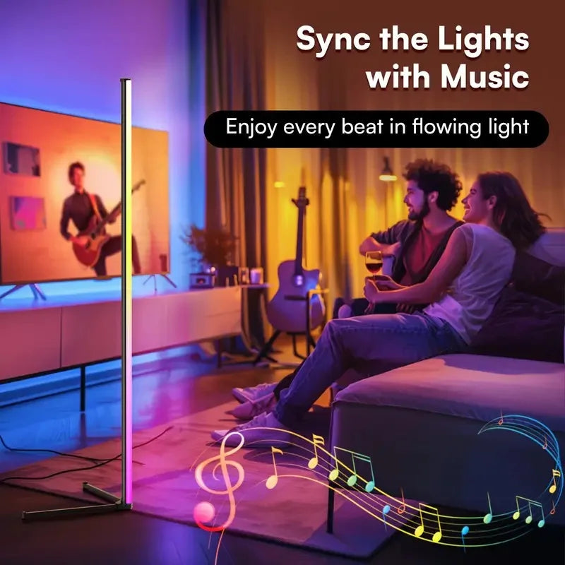 Smart RGB Corner Floor Lamp — 16 Million Colours, Music Sync, App & Remote Control, 150cm