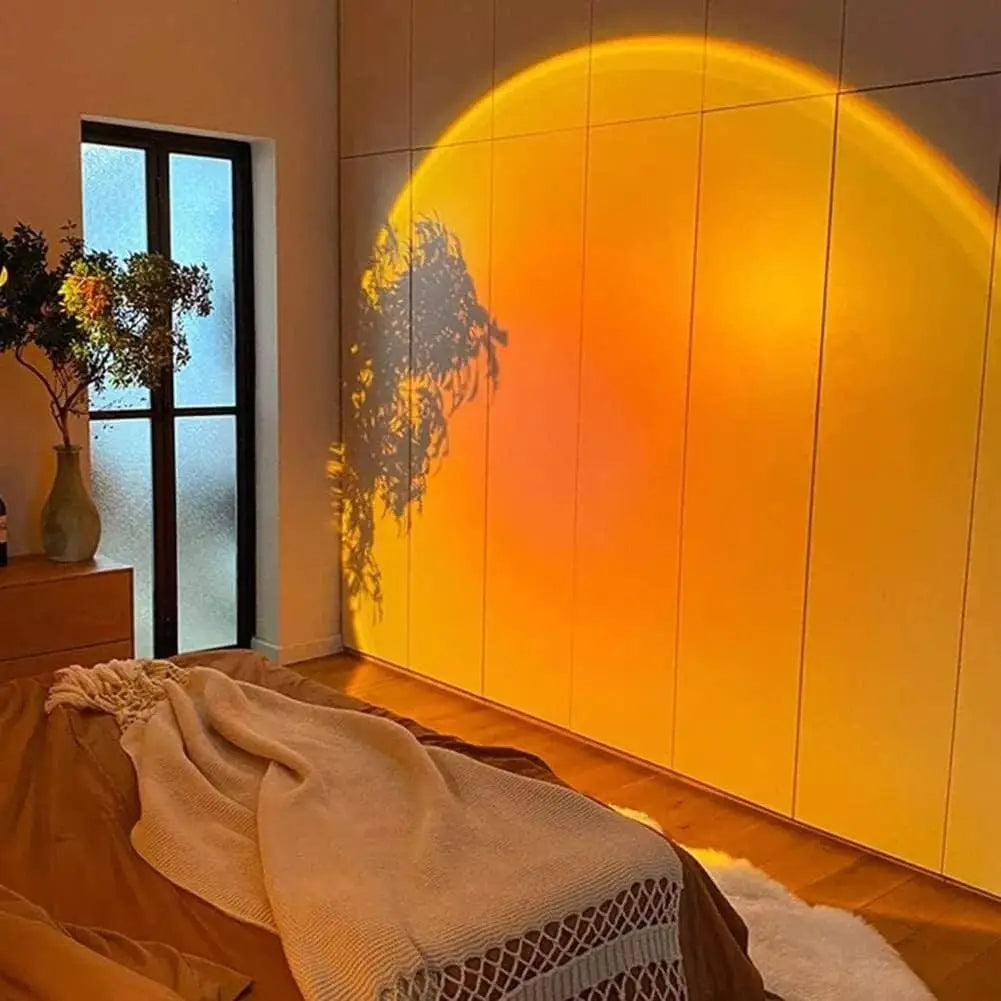 Sunset Projection Lamp — Rotatable Atmosphere Light, USB Powered, Living Room & Bedroom Décor